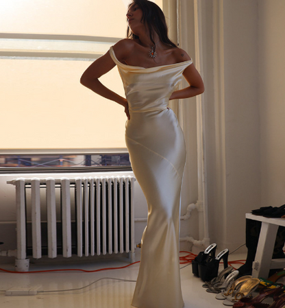 Satin Backless Slip Maxi Dress