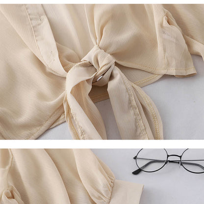 Women's Casual Chiffon Button-Up Shirt