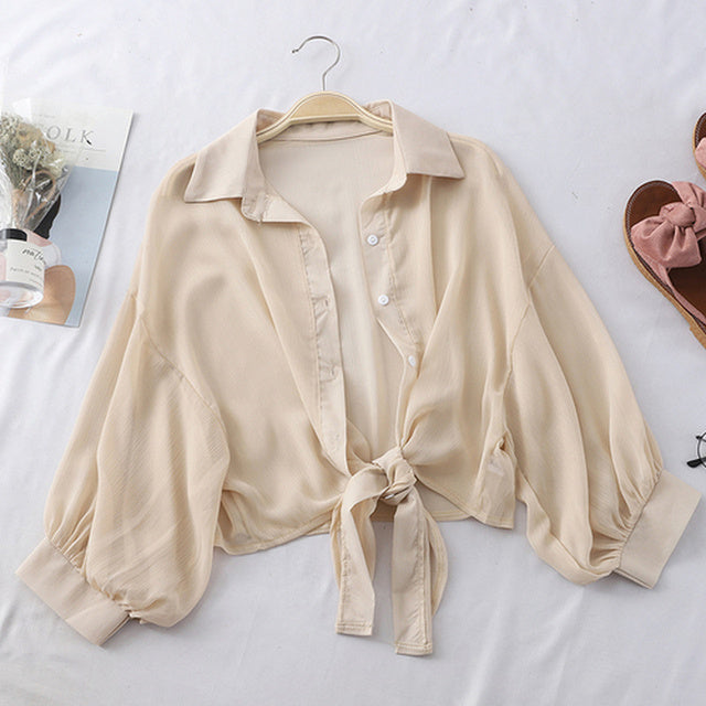 Women's Casual Chiffon Button-Up Shirt