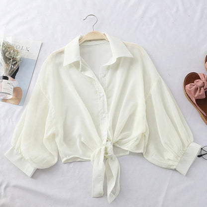 Women's Casual Chiffon Button-Up Shirt