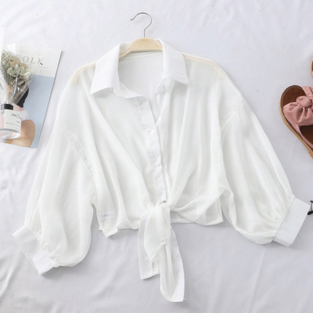 Women's Casual Chiffon Button-Up Shirt