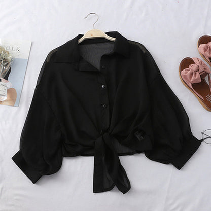 Women's Casual Chiffon Button-Up Shirt
